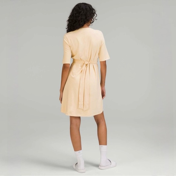 LULULEMON • Cotton Wrap-Front T-Shirt Dress in Prosecco - Picture 13 of 14